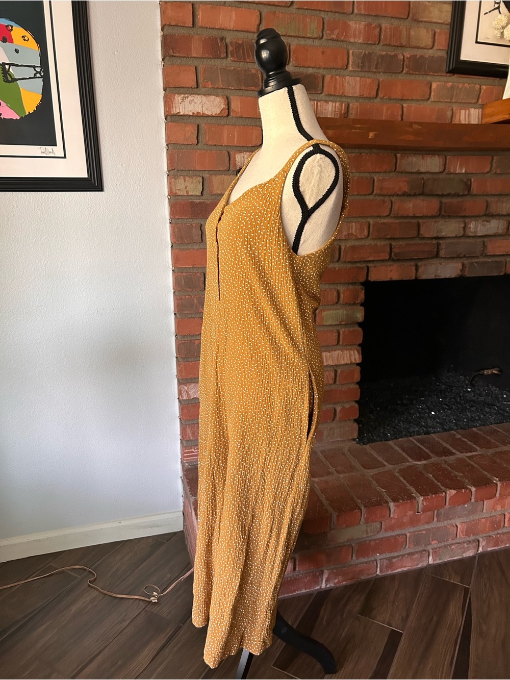 Rylee + Cru Bridgette Jumpsuit in Saffron Yellow Seeds Sz M - Picture 4 of 7